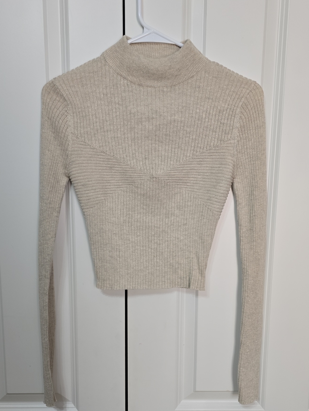 Ribbed Mock Neck Sweater - Cream